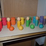 Rainbow cups, "men", & balls