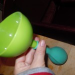 Funnel in the balloon, to fill the balloon with baking soda